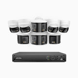 FDH800 - Zestaw do Monitoringu PoE 4 Tubowa & 4 Kopułkowa Kamery 8Mpx 4K z 8-Kanałowy Rejestratorem NVR, panoramiczny widok 180°, inteligentne podwójne oświetlenie nocne, dwukierunkowy dźwięk, aktywna syrena i alarm, wykrywanie ludzi i pojazdów, IP67