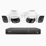 ANNKE 4K 8MP 8-kanałowy system monitoringu PoE z 4 kamerami, 2 × kamery 180° z podwójnym obiektywem + 2 × kamery IP 4K, wykrywanie osób i pojazdów, kolorowy tryb nocny