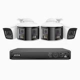 ANNKE 4K 8MP 8-kanałowy system monitoringu PoE z 4 kamerami, 2 × kamery 180° z podwójnym obiektywem + 2 × kamery IP 4K, wykrywanie osób i pojazdów, kolorowy tryb nocny