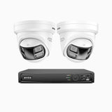 FDH800P - Zestaw do Monitoringu PoE 2 Kamery 8Mpx z 8-Kanałowy Rejestratorem NVR, Widok Panoramiczny 180°, Metalowa Obudowa, Smart Motion 2.0, Dual Light Night Vision, Dwukierunkowe Audio, Aktywna Syrena i Alarm, Wykrywanie Ludzi i Pojazdów, IP67
