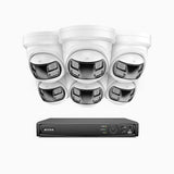 FDH800P - Zestaw do Monitoringu PoE 6 Kamery 8Mpx z 8-Kanałowy Rejestratorem NVR, Widok Panoramiczny 180°, Metalowa Obudowa, Smart Motion 2.0, Dual Light Night Vision, Dwukierunkowe Audio, Aktywna Syrena i Alarm, Wykrywanie Ludzi i Pojazdów, IP67