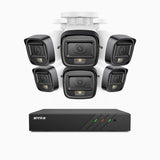 H500 - Zestaw do Monitoringu PoE 6 Kamery 5Mpx z 8-Kanałowy Rejestratorem NVR, Inteligentne podwójne oświetlenie nocne, 3072 × 1728 @ 20 kl./s, inteligentne wykrywanie ludzi i pojazdów, wbudowany mikrofon, IP67