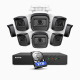 ANNKE zewnętrzny system monitoringu PoE, 8-kanałowy rejestrator NVR H.265+ oraz 8 kamer IP 2K 3MP, nocne widzenie EXIR 2.0, detekcja ruchu, kompresja H.265+, wodoodporność IP67, dysk twardy 2 TB
