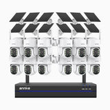 WBS400 - Zestaw do Monitoringu Bezprzewodowych 12 Kamery 4Mpx z 16-Kanałowy Rejestratorem NVR, podwójne pasmo WiFi 2,4/5,8 GHz Pro, detekcja ludzi AI, dwukierunkowy dźwięk, zasilanie bateryjne i solarne, obrót 270° i pochylenie 90°, kompatybilny z Alexa
