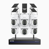 WBS400 - Zestaw do Monitoringu Bezprzewodowych 6 Kamery 4Mpx z 8-Kanałowy Rejestratorem NVR, podwójne pasmo WiFi 2,4/5,8 GHz Pro, detekcja ludzi AI, dwukierunkowy dźwięk, zasilanie bateryjne i solarne, obrót 270° i pochylenie 90°, kompatybilny z Alexa