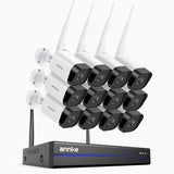WS800 - Zestaw do Monitoringu Bezprzewodowych 12 Kamery 8Mpx z 16-Kanałowy Rejestratorem NVR,  podwójne pasmo WiFi 2,4/5,8 GHz Pro, detekcja ludzi AI, dwukierunkowy dźwięk, tryb nocny, kompatybilny z Alexa