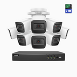E800 - Zestaw do Monitoringu Przewodowa 8 Kamery 4k z 8-Kanałowy Rejestratorem Hybrydowy, Klasa wodoszczelności IP67, H.265+ AI DVR z wykrywaniem ludzi i pojazdów