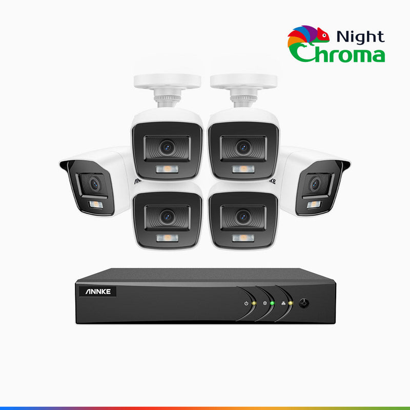 NightChroma<sup>TM</sup> NAK200 - Zestaw do Monitoringu PoE 6 Kamery 1080p z 8-Kanałowy Rejestratorem NVR, z Idealną Noktowizją w Kolorze, z przesłoną f/1.0 (0.001 Lux), 121° FoV, Aktywnym Dopasowaniem