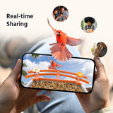 Smart Bird Feeder Camera, 1920 x 1080 Resolution, AI Recognition, Built-in Microphone, 2.4GHz WiFi Connection, Battery & Solar Powered, Cloud & Max. 128 GB Local Storage