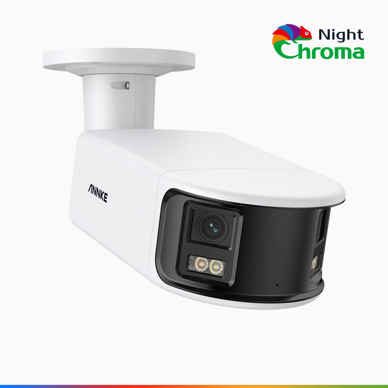 NightChroma<sup>TM</sup> NCD800 – Kamera Zewnętrzna Bezpieczeństwa Panoramiczna PoE 4K, Podwójnym Obiektywem, Super Przysłoną f/1.0 (0.0005 Lux), Idealną Kolorową Noktowizją, Aktywną Syreną i Stroboskopem, Detekcją Osób i Pojazdów