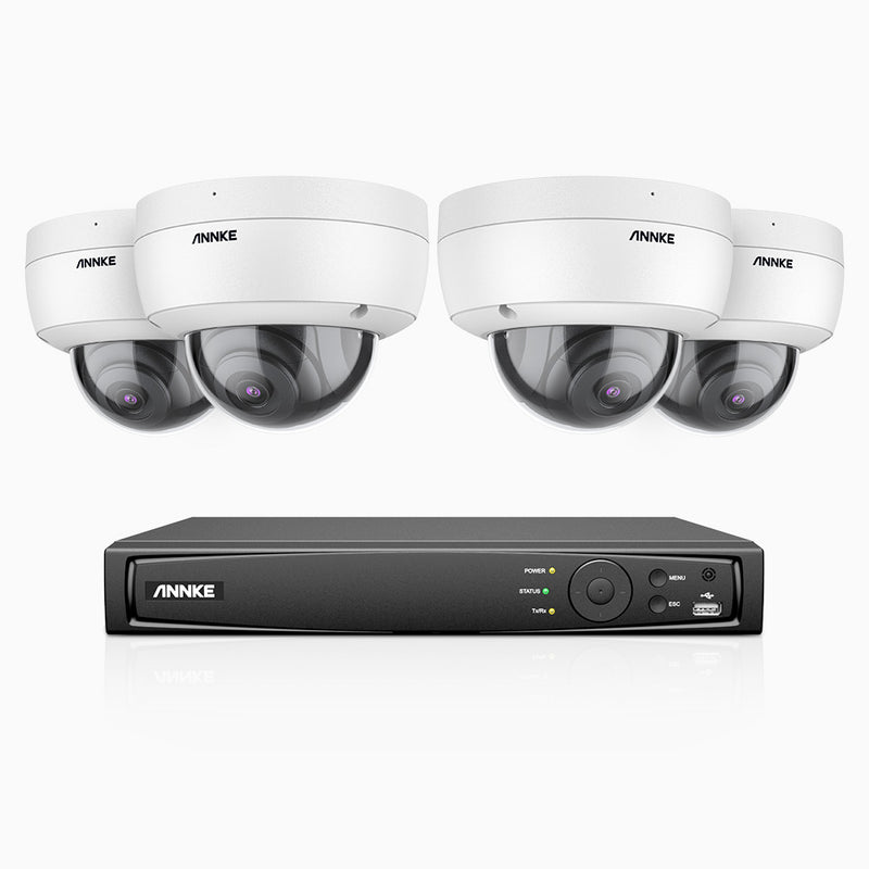 H800 - Zestaw do Monitoringu PoE 4 Kamery 4K z 8-Kanałowy Rejestratorem NVR, Przetwornikiem obrazu SONY, Identyfikacji osób lub pojazdów, Wbudowany mikrofon, IP67, Obsługuje RTSP i ONVIF