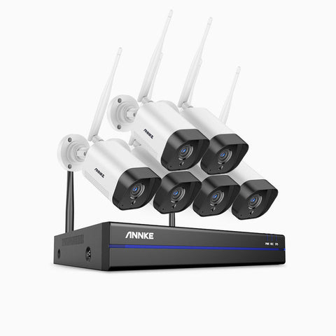 WS300 - Zestaw do Monitoringu Bezprzewodowych 6 Kamery 2K z 8-Kanałowy Rejestratorem NVR, Wbudowany Mikrofon, Rozpoznawanie Osób, Działa z Alexa