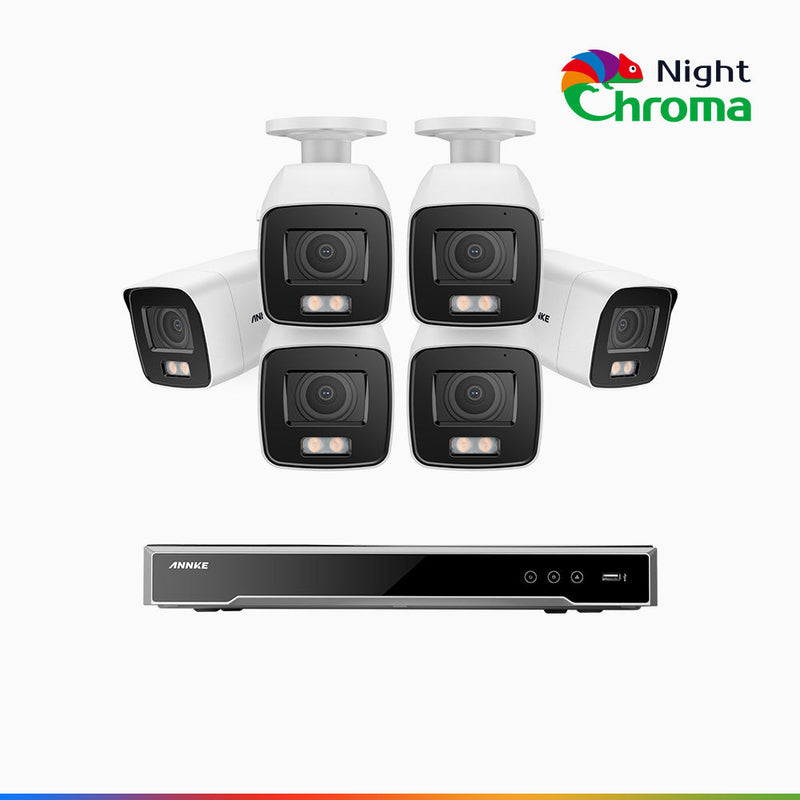 NightChroma<sup>TM</sup> NCK800 – Zestaw do Monitoringu PoE 6 Kamery 4K z 8-Kanałowy Rejestratorem NVR, kolorowe noktowizory, z Super Aperturą f/1.0